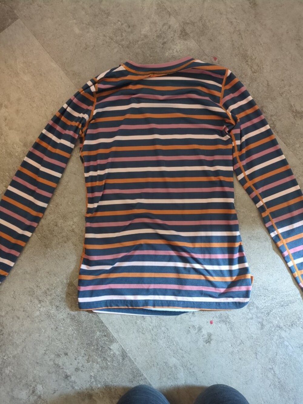 Kari Traa Striped Long Sleeve Teal Orange Pink Base Layer